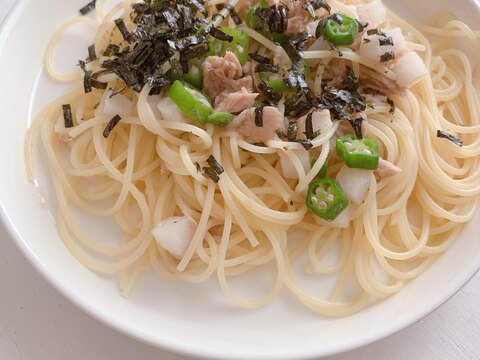 簡単すぎる☆ツナとオクラの長芋和風パスタ